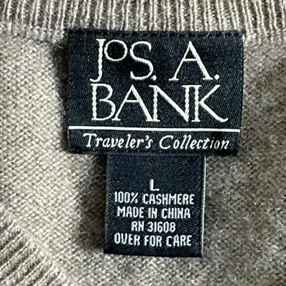 Jos A Bank Travelers Collection Mens Cashmere Sweater‎ Sz L VNeck Luxury Capsule
